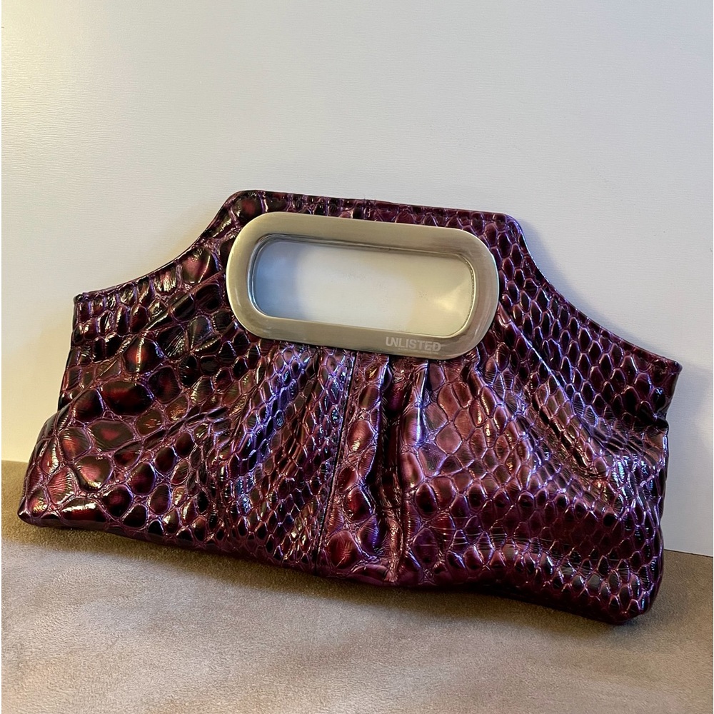 COPY - Unlisted by Kenneth Cole Clutch in Purple reptile print.